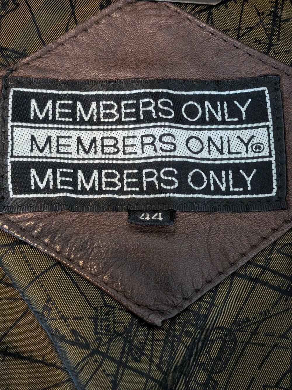 Vintage Members Only Bomber Jacket Men's Size 44 Brown Leather (1089)